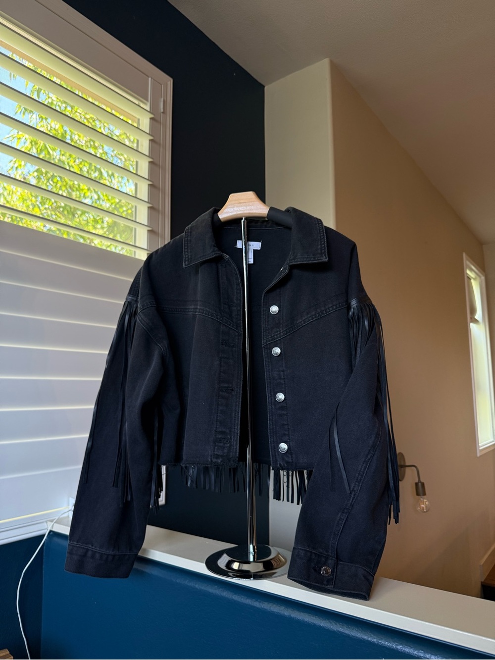 Forever 21 Black Denim Fringe Jacket
